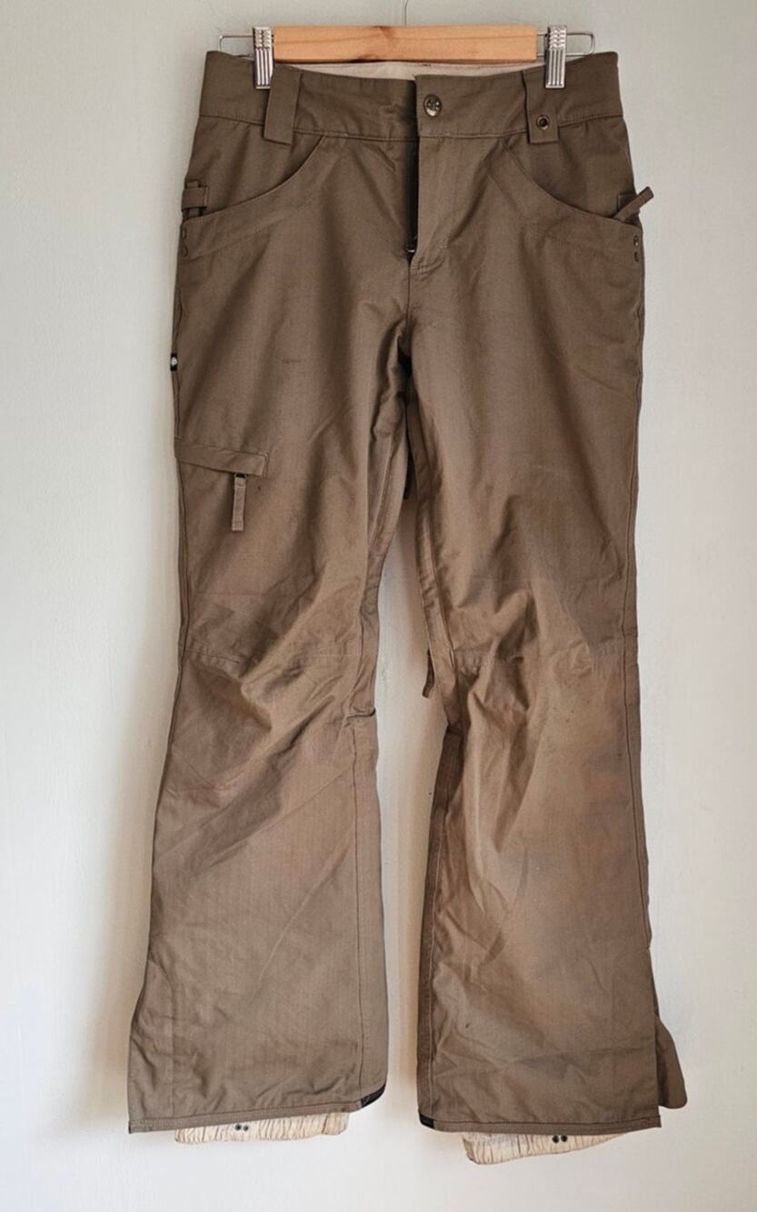 686 Remember The Future Snowboard Ski Pants Khaki, Thermal Womens Sz XS